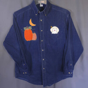 Basics Corduroy Button Down Fall Halloween Thanksgiving Womens Size Med‎ Rustic
